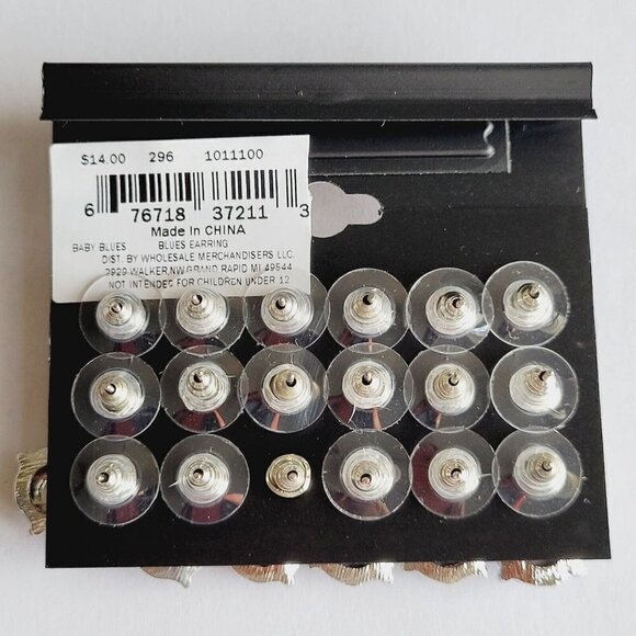 Massini 9 Pack Stud Earrings Teardrops Flowers Bezel Set Heart New On Card - Picture 5 of 5